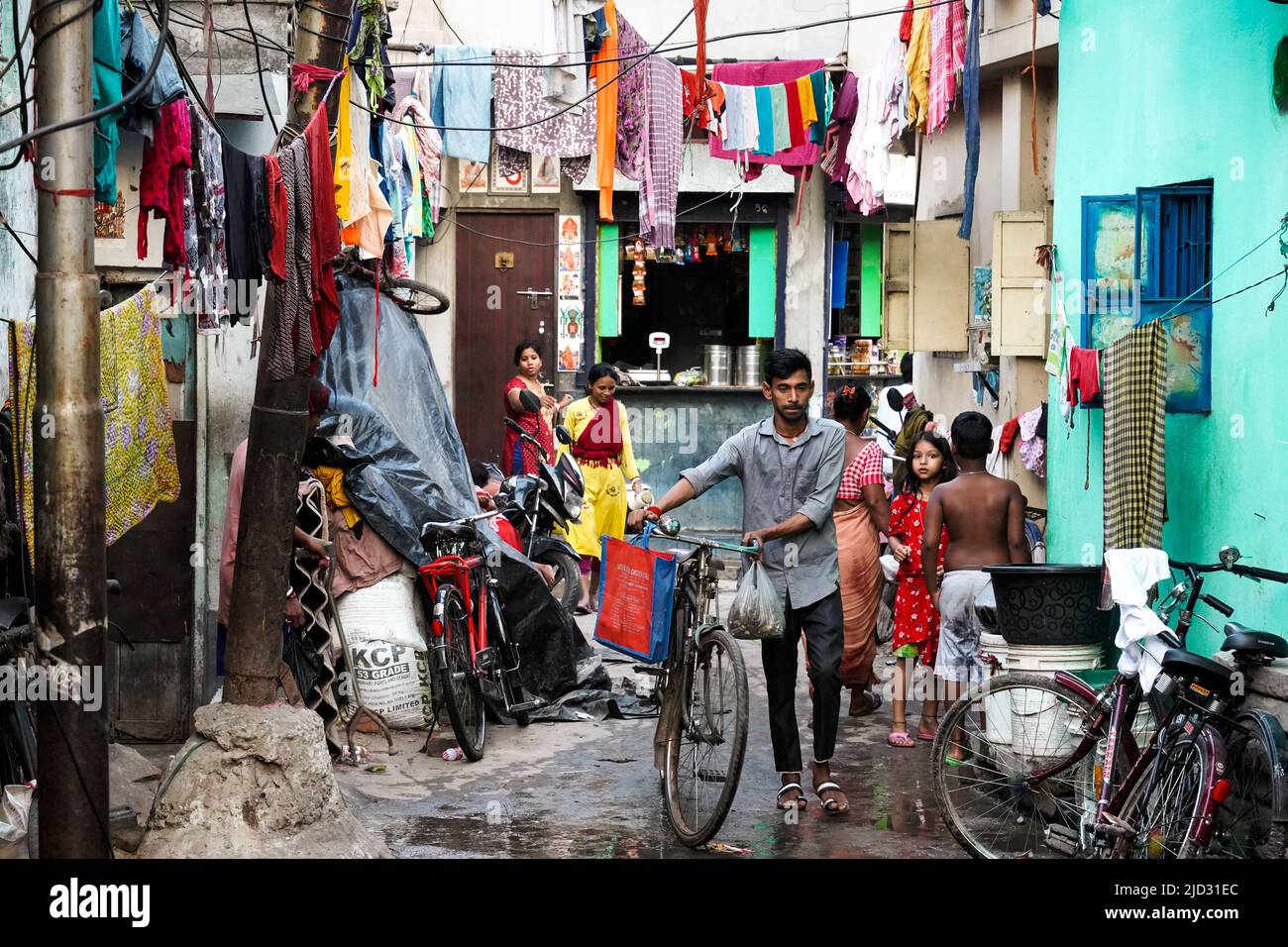 Szenen aus einer Slumstadt in Kalkutta, Bengalen, Indien Stockfoto