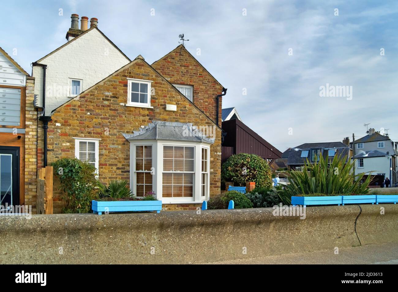 UK, Kent, Whitstable Seafront Houses Stockfoto