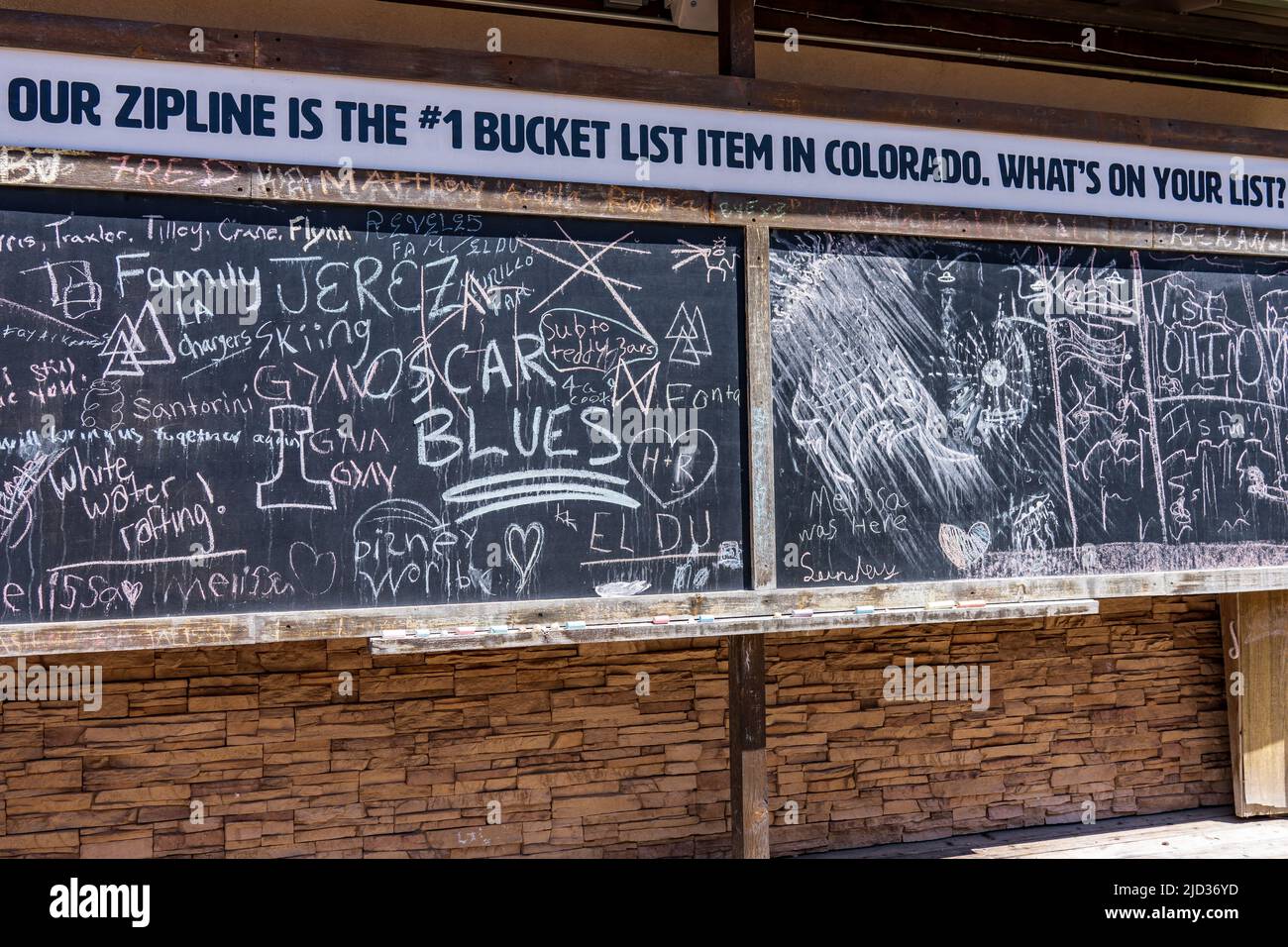 Bucket List Board in der Royal Gorge in Colorado Stockfoto