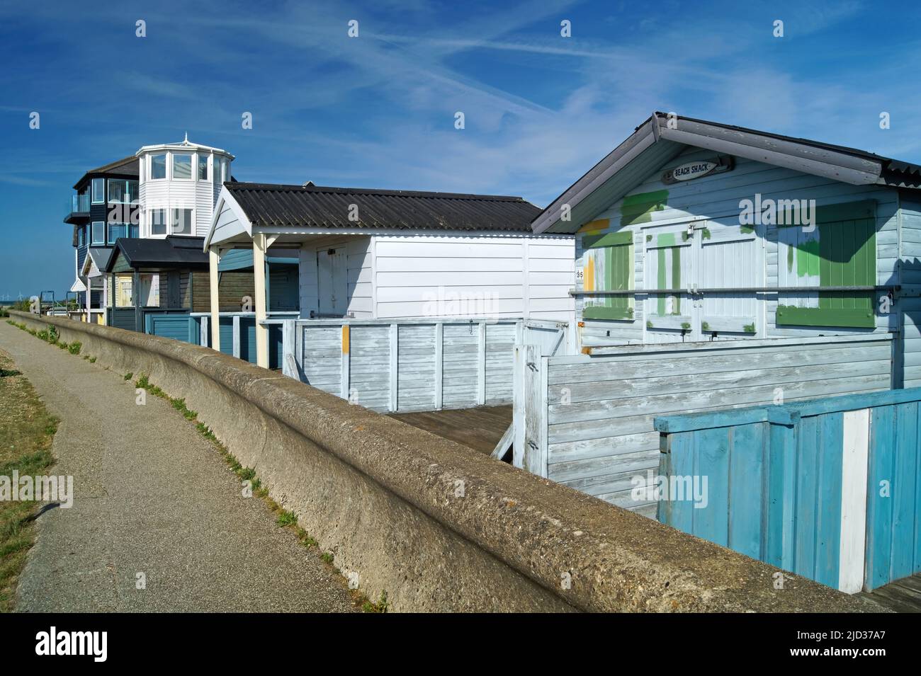 Großbritannien, Kent, Whitstable Beach Hütten und Apartments Stockfoto
