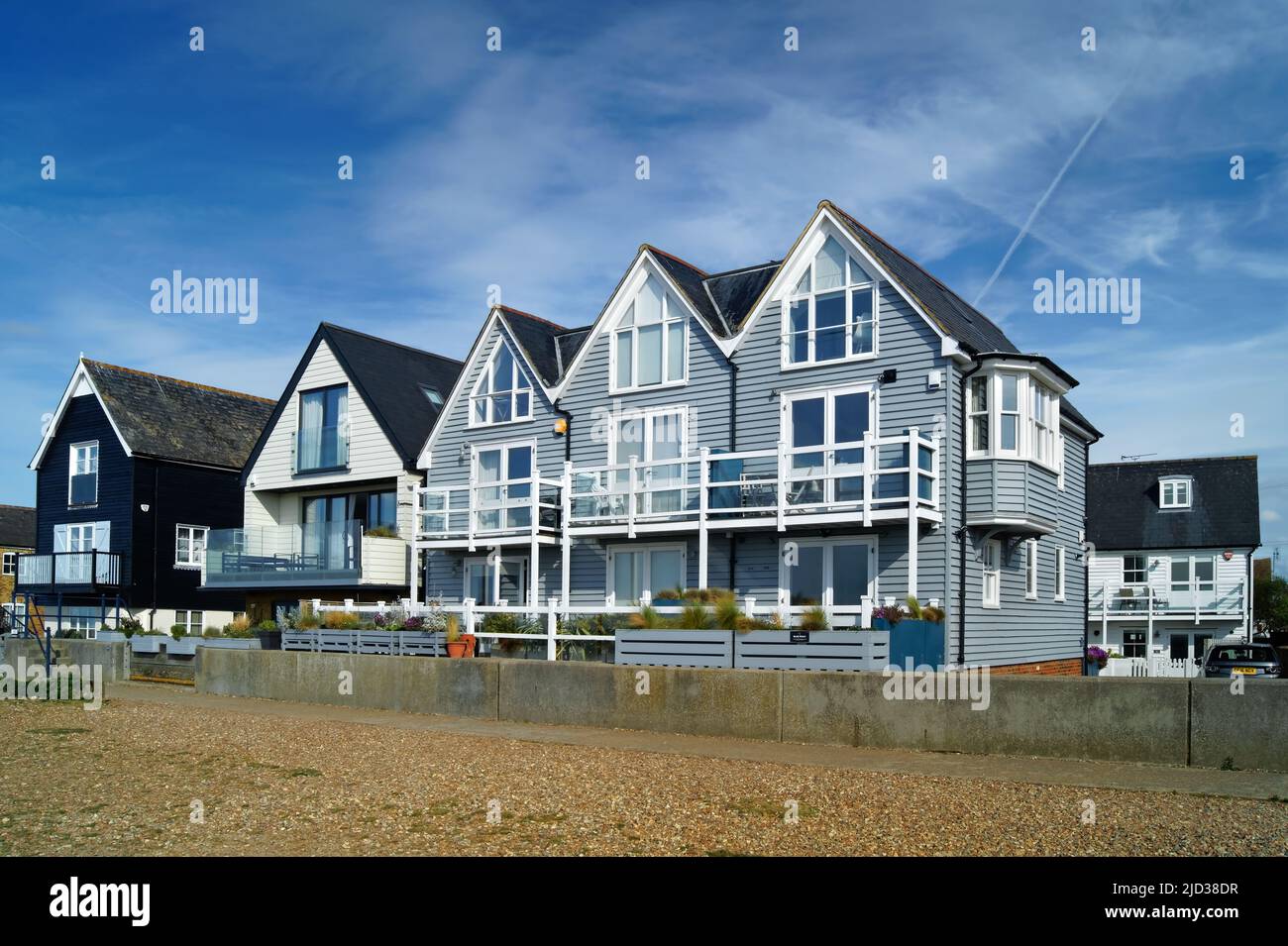 UK, Kent, Whitstable Seafront Houses Stockfoto