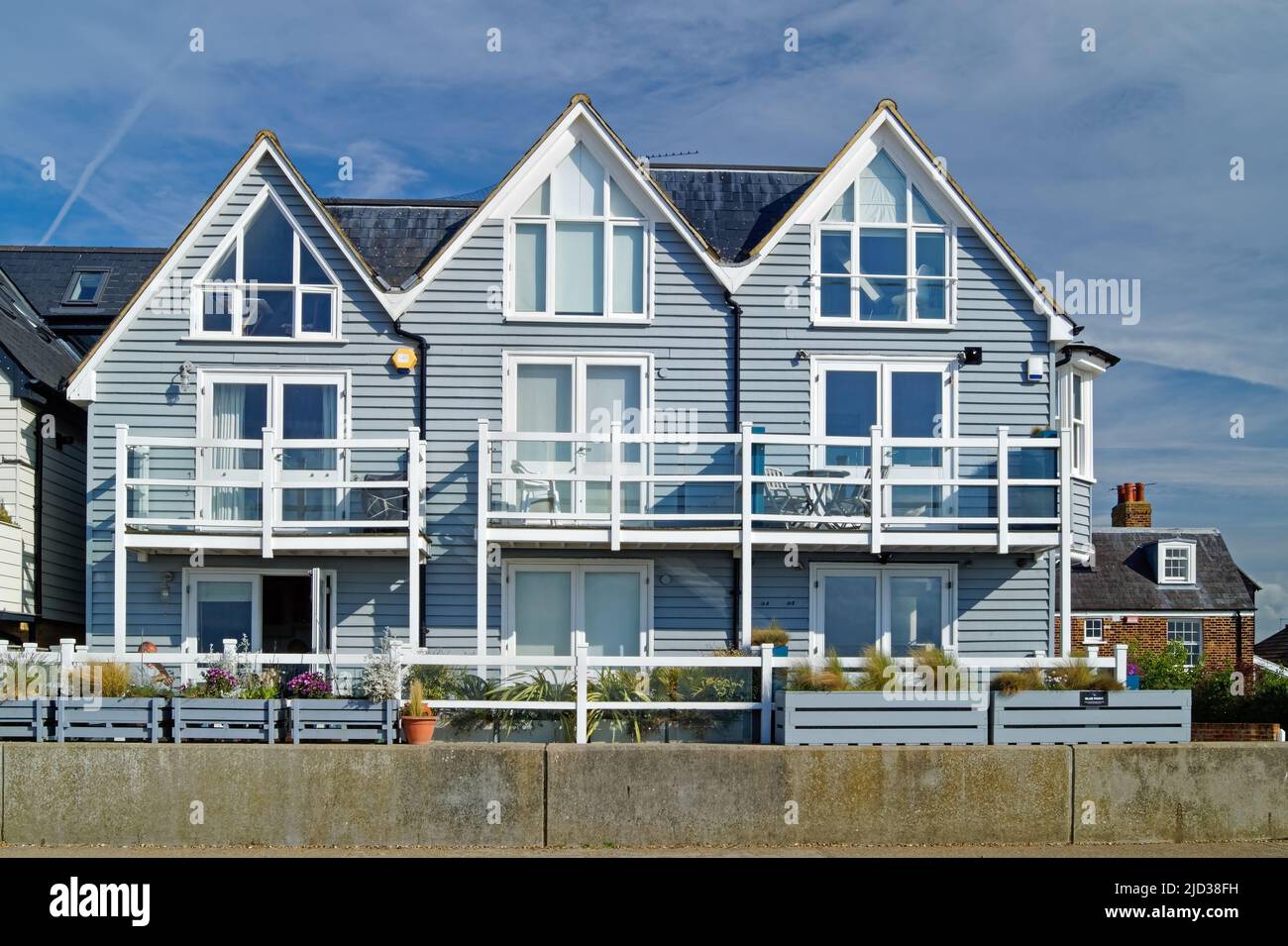 UK, Kent, Whitstable Seafront Houses Stockfoto