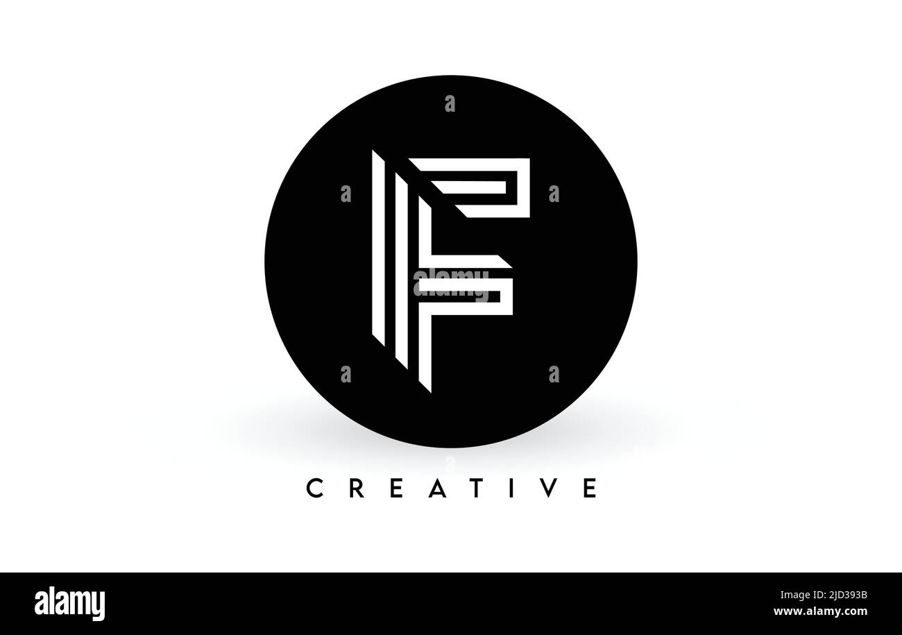 F-Letter-Logo-Design auf einem schwarzen Kreis. Kreative weiße Linien Ein Buchstabe Logo Symbol Vektor Illustration. Stock Vektor