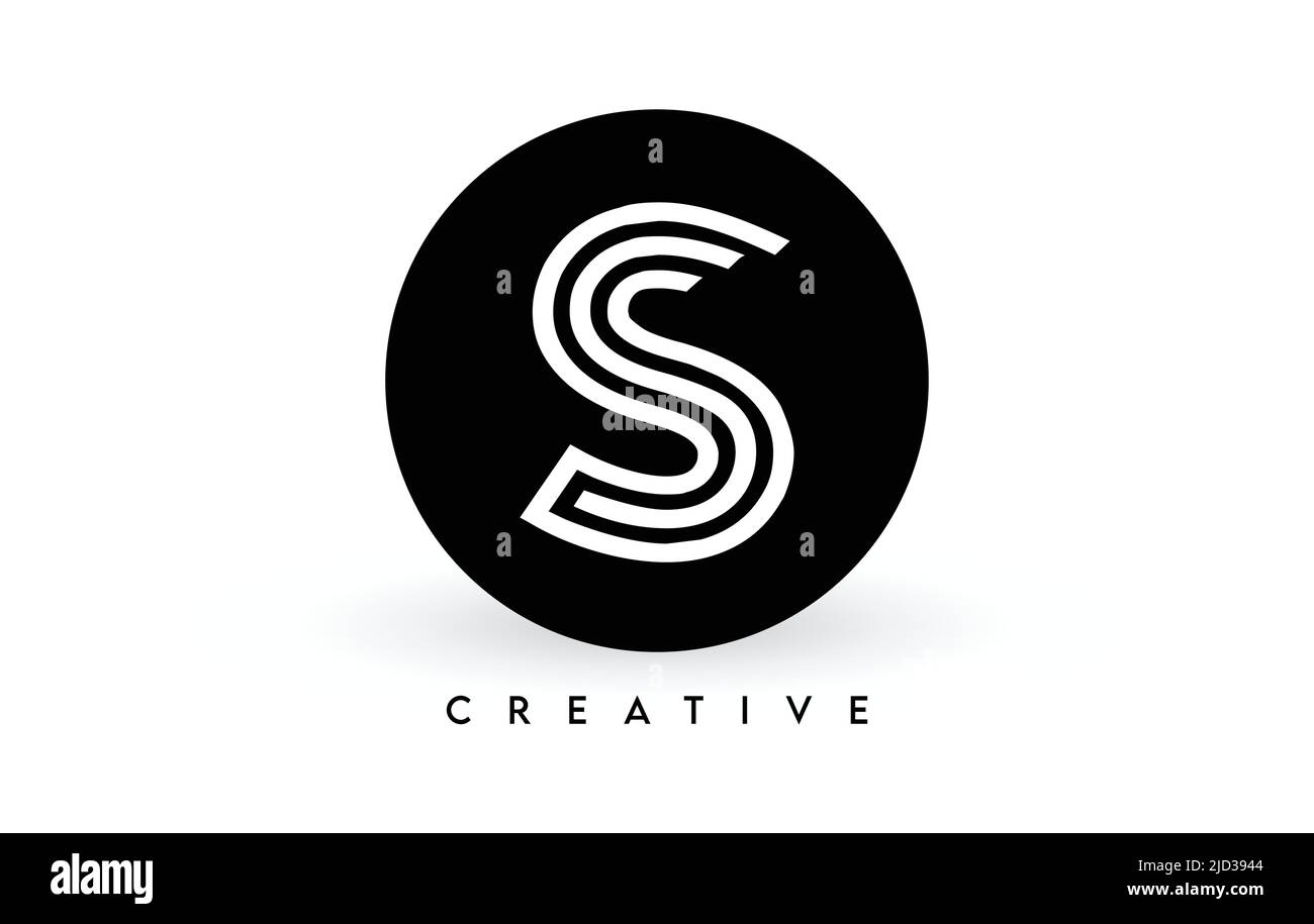 S-Letter-Logo auf schwarzem Kreis. Kreative weiße Linien Ein Buchstabe Logo Symbol Vektor Illustration. Stock Vektor