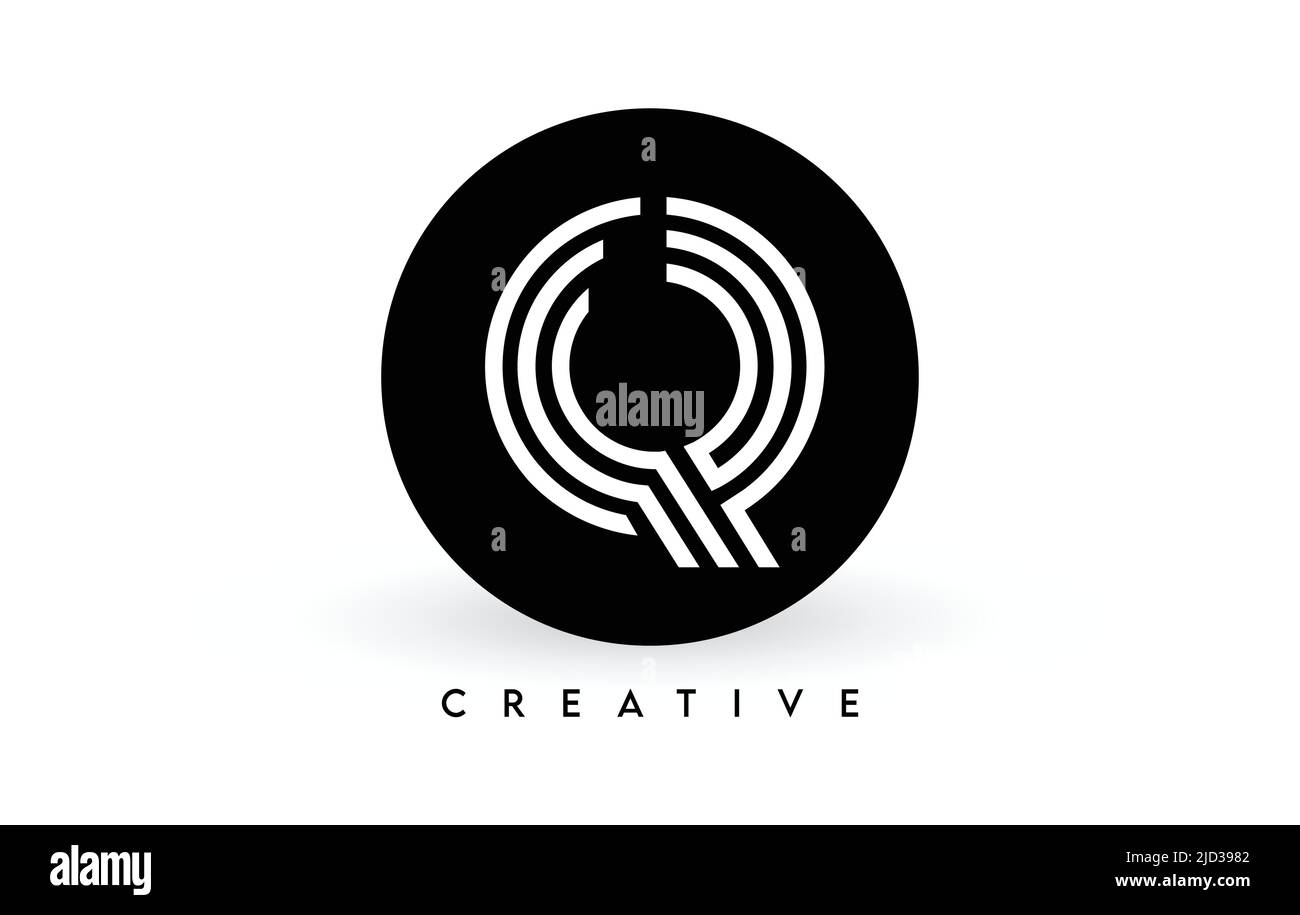Q-Logo auf schwarzem Kreis. Kreative weiße Linien Ein Buchstabe Logo Symbol Vektor Illustration. Stock Vektor