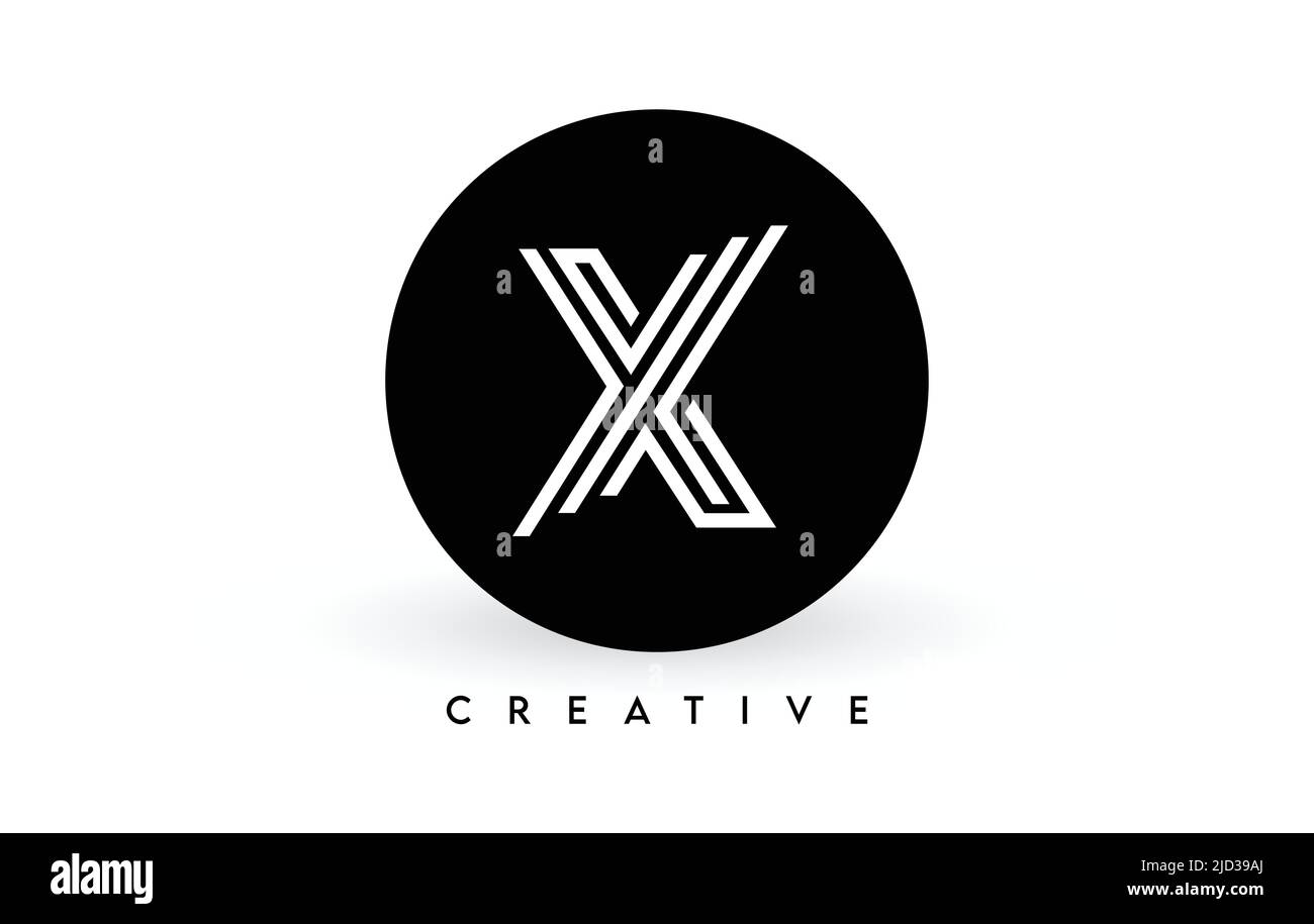 X-Letter-Logo auf schwarzem Kreis. Kreative weiße Linien Ein Buchstabe Logo Symbol Vektor Illustration. Stock Vektor