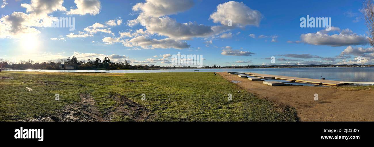 Panoramablick auf Lake Wendouree, Ballarat in Australien. Stockfoto