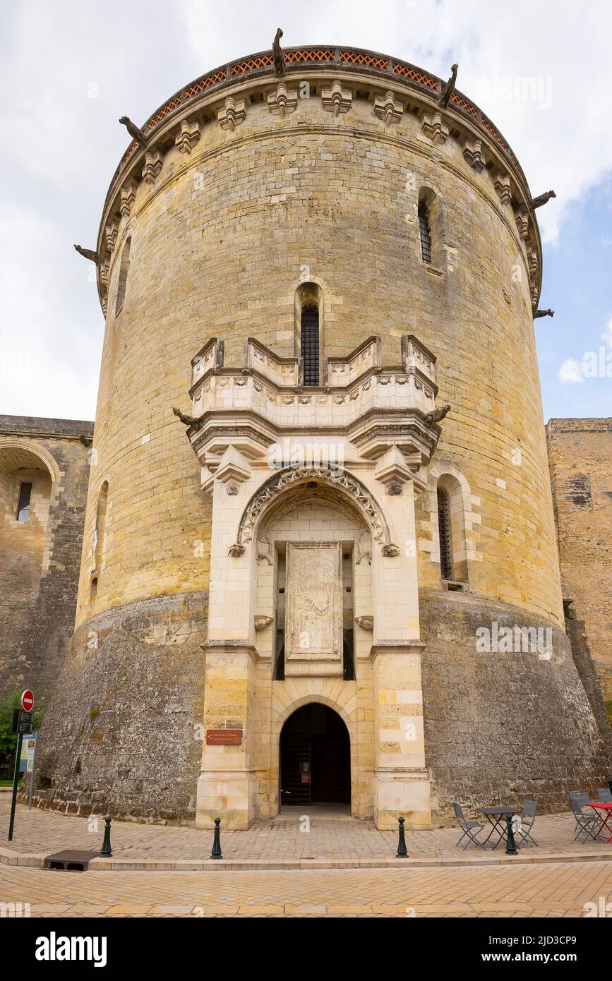 Ausgang Turm von Château de Langeais. Von Anfang an wurde es als Schutzfestung im 10. Jahrhundert gebaut.Indre-et-Loire, Frankreich. Stockfoto