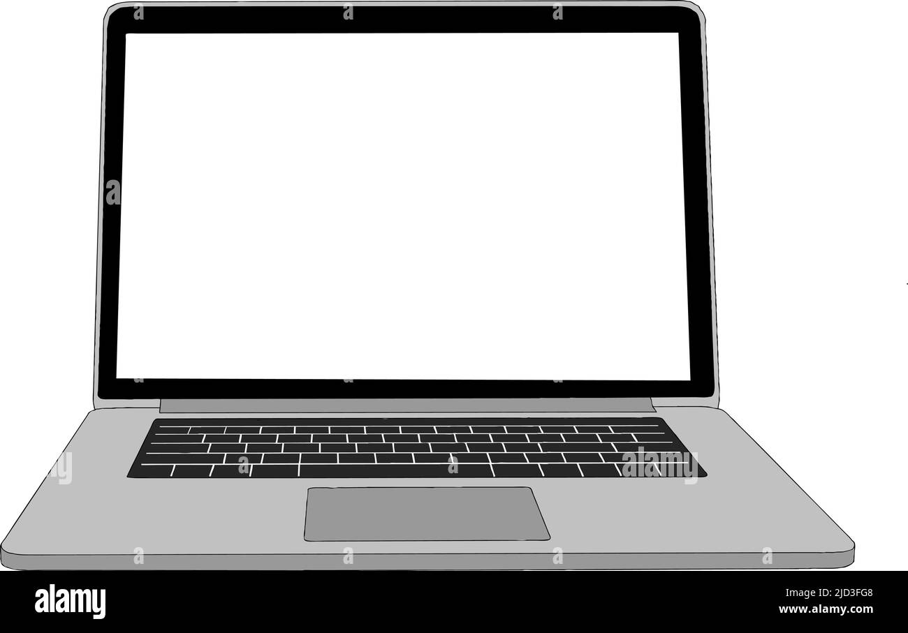 Realistische Laptop-Neigung 90 Grad isoliert auf weißem Hintergrund. Computer-Notebook mit leerem Bildschirm. Leerer Kopierplatz auf modernen mobilen Computer. Stock Vektor