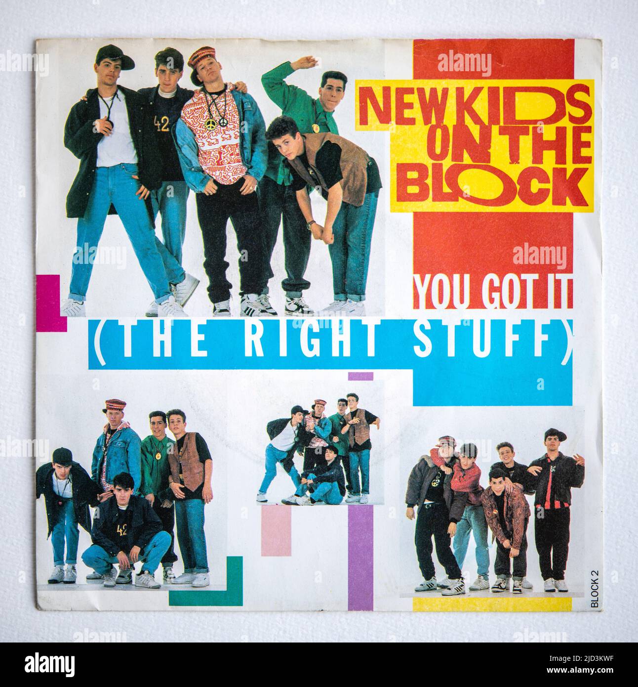 Bildercover der sieben Zoll großen Single-Version von You Got IT (The Right Stuff) von New Kids On The Block, die 1988 veröffentlicht wurde Stockfoto