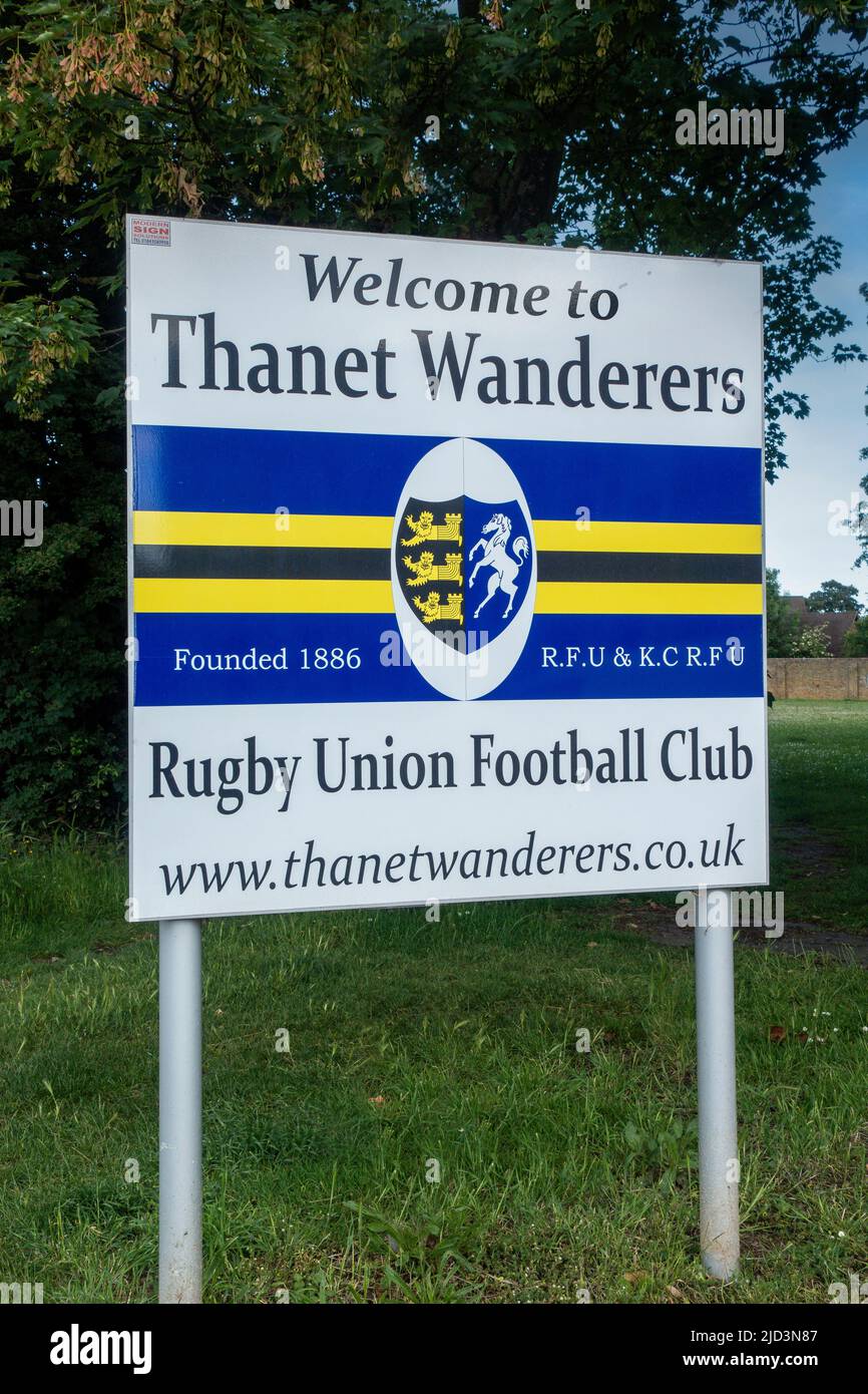 Thanet Wanderers,Rugby Union Football Club,Schild,Broadstairs,Thanet,Kent,England Stockfoto