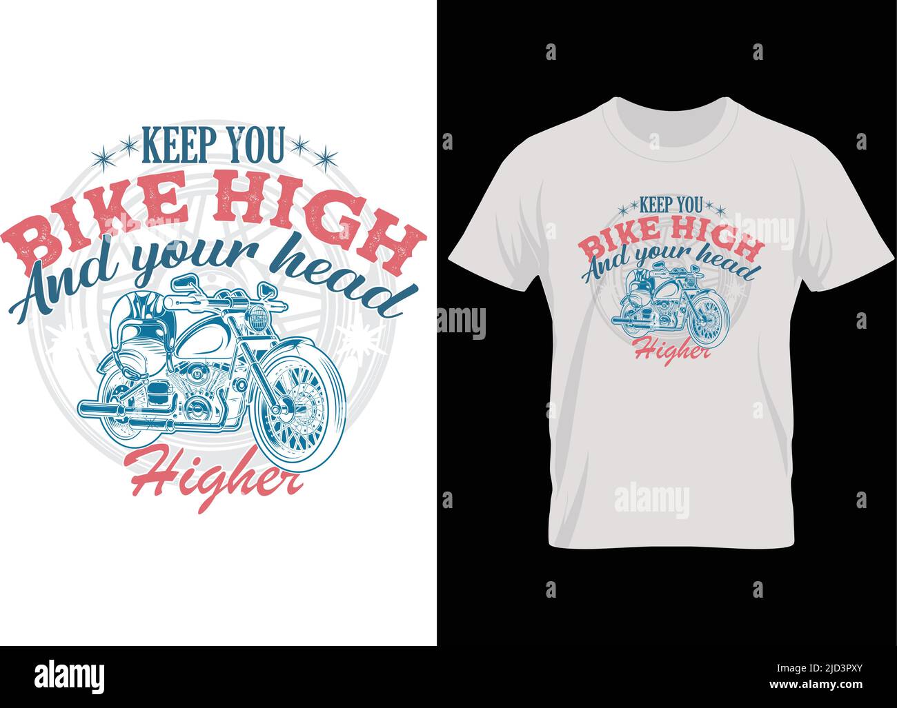 Motorrad-T-Shirt. Motorrad Vektor Retro Typografie T-Shirt-Design für Rennfahrer. Stock Vektor