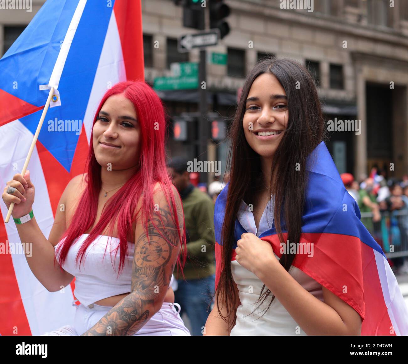 New York, New York - 12. Juni 2022 : die jährliche Parade zum Puerto-ricanischen Tag 65. fand auf der Fifth Avenue in New York City statt Stockfoto