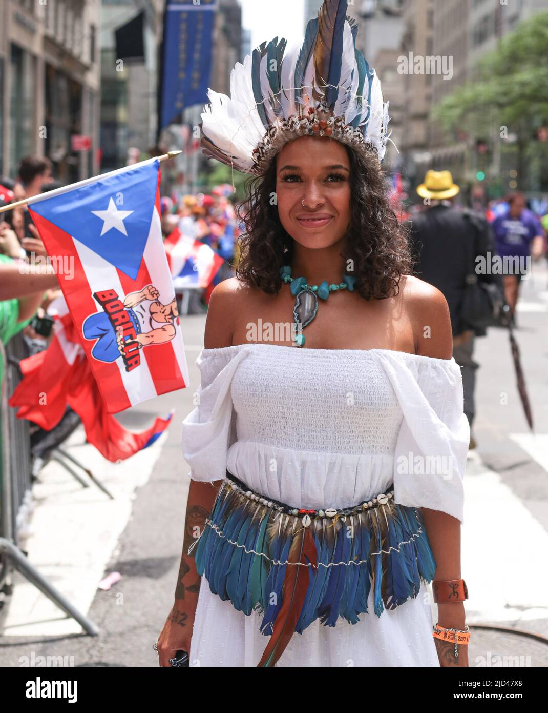 New York, New York - 12. Juni 2022 : die jährliche Parade zum Puerto-ricanischen Tag 65. fand auf der Fifth Avenue in New York City statt Stockfoto