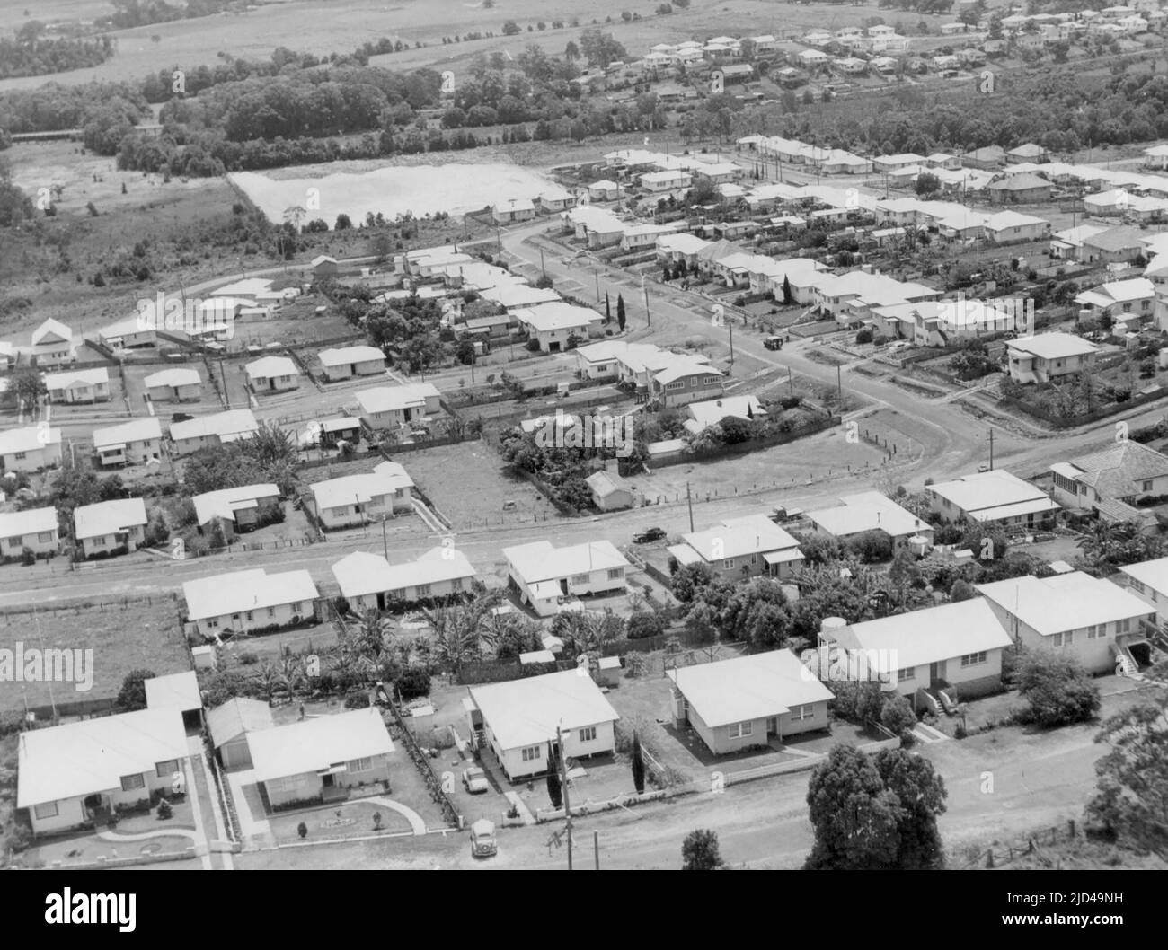 Luftaufnahme von Murwillumbah im Jahr 1957, zeigt Dorset Street