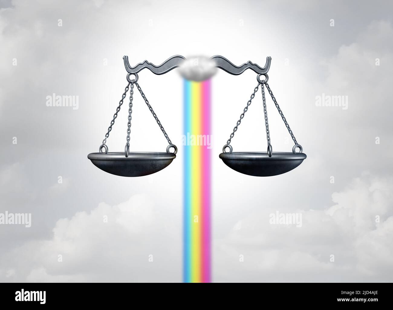 Diversity-Gerechtigkeit-Konzept und verschiedene soziale Gerechtigkeit und Gleichberechtigung Bewusstsein Konzept als Regenbogen für bürgerliche Freiheiten und Rassengleichstellungsgesetze und Stockfoto