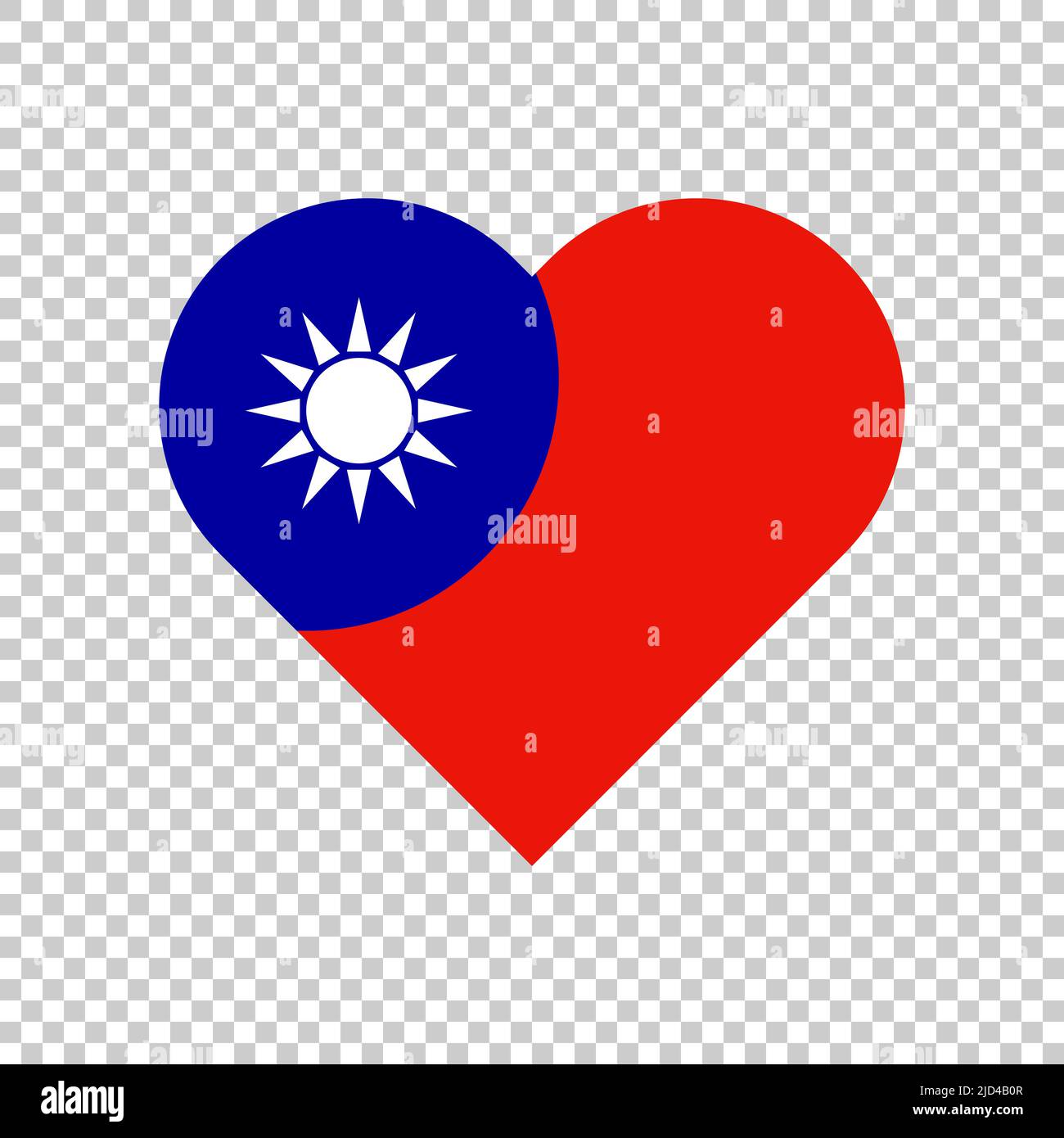 Herzförmige taiwanesische Flagge. Liebe für Taiwan. Bearbeitbarer Vektor. Stock Vektor