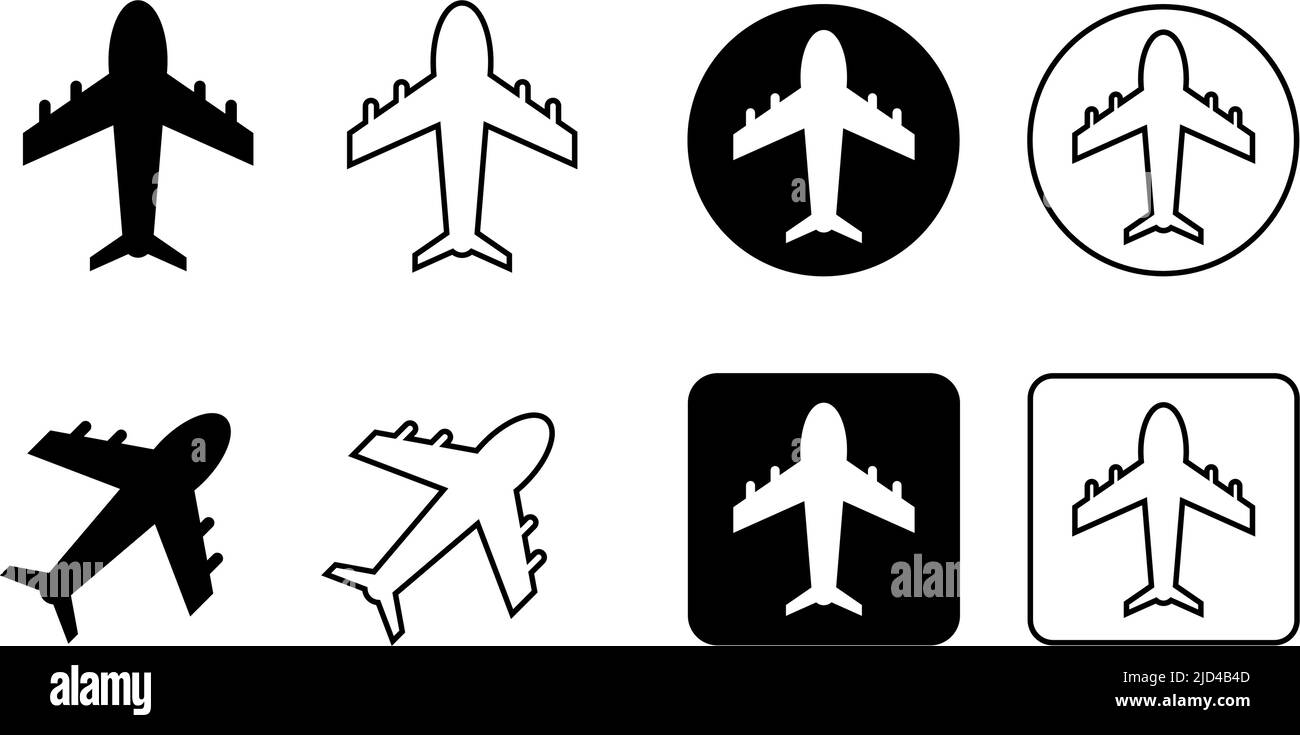 Flugzeug-Symbol eingestellt. Flugzeug. Bearbeitbarer Vektor. Stock Vektor
