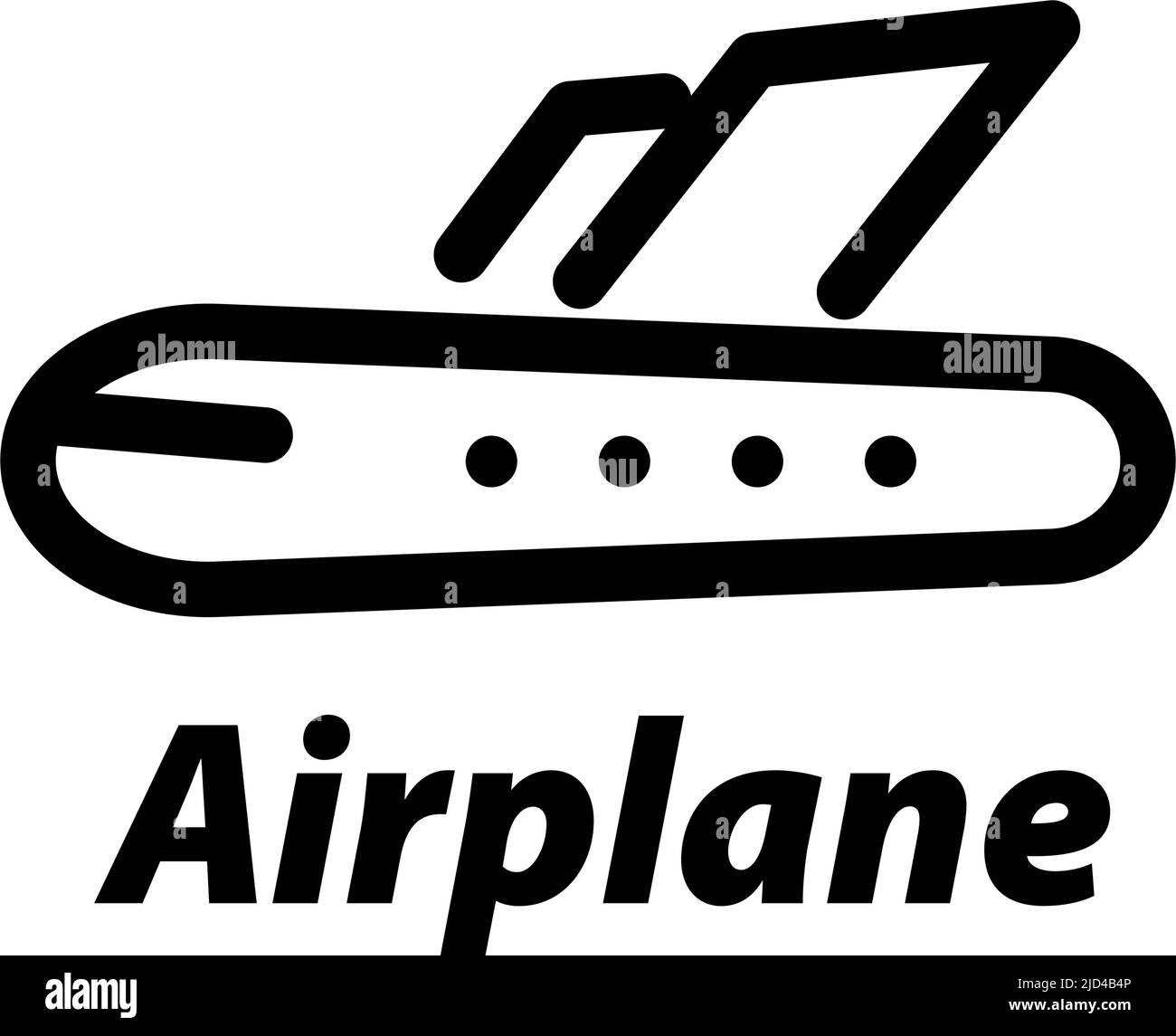 Flugzeugsymbol und Flugzeugtext-Logo. Bearbeitbarer Vektor. Stock Vektor