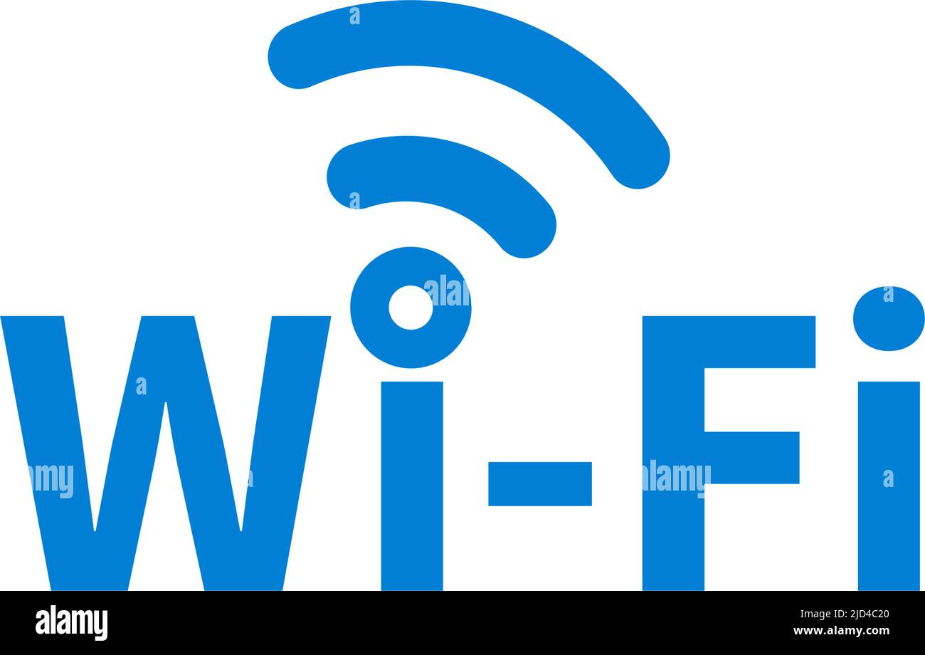 Kombination aus Wi-Fi-Text und Wi-Fi-Symbol. Bearbeitbarer Vektor. Stock Vektor