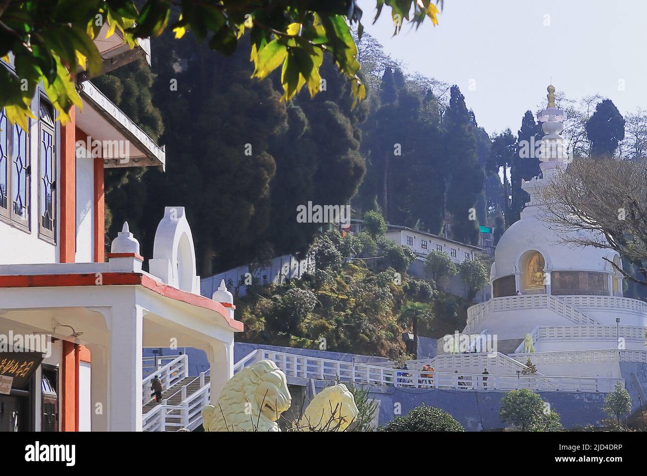 japanische Friedenspagode der darjeeling Hill Station, dieser wunderschöne buddhistische Tempel liegt an den Ausläufern des himalaya, westlich von bengalen in indien Stockfoto