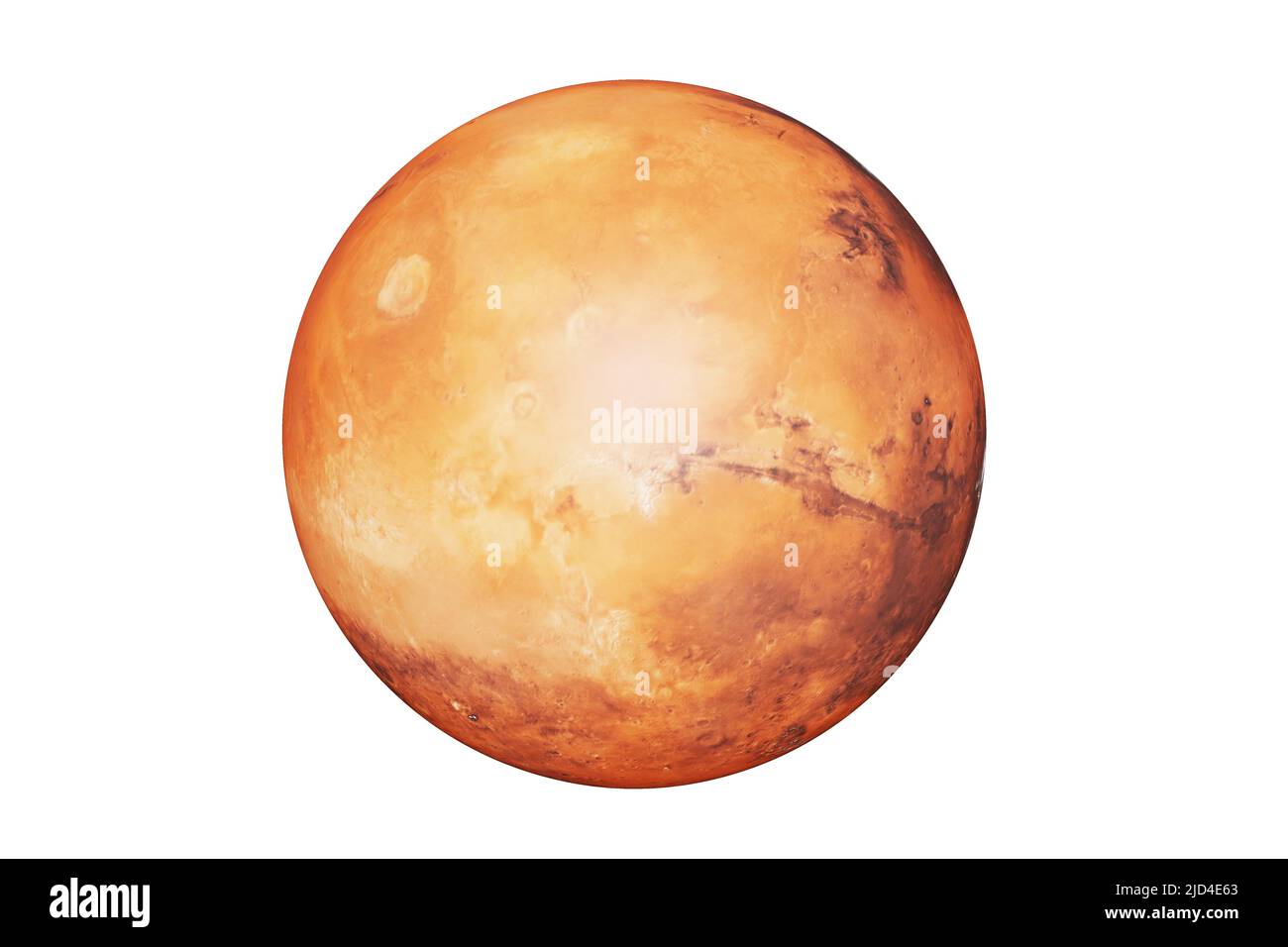 Sehr detaillierter mars-Planet auf isoliertem Weiß. Elemente dieses Bildes, die von der NASA im 3D Rendering eingerichtet wurden Stockfoto