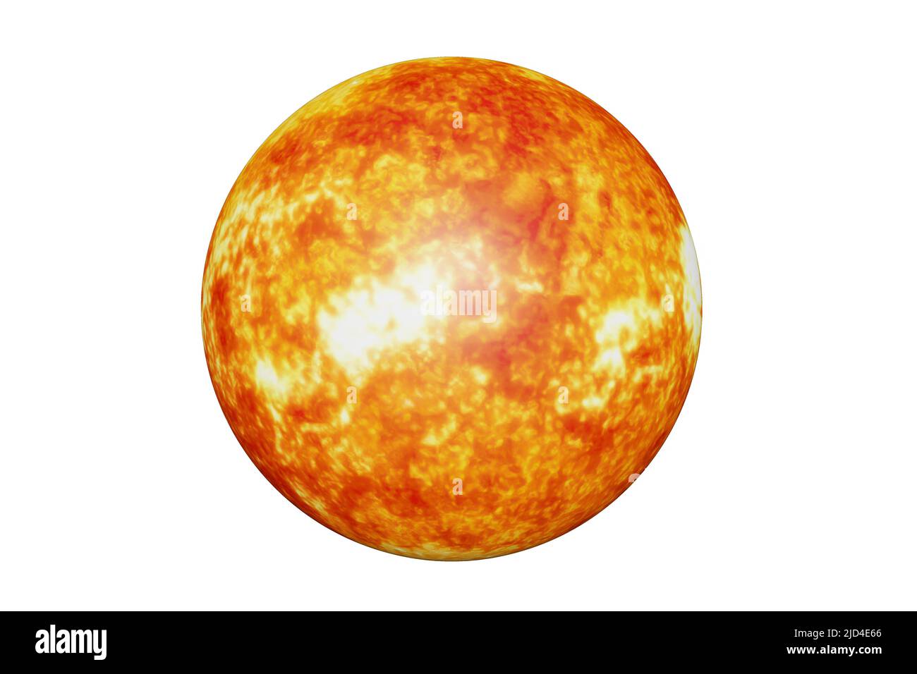 Sehr detailreiche Sonne auf isoliertem Weiß. Elemente dieses Bildes, die von der NASA im 3D Rendering eingerichtet wurden Stockfoto