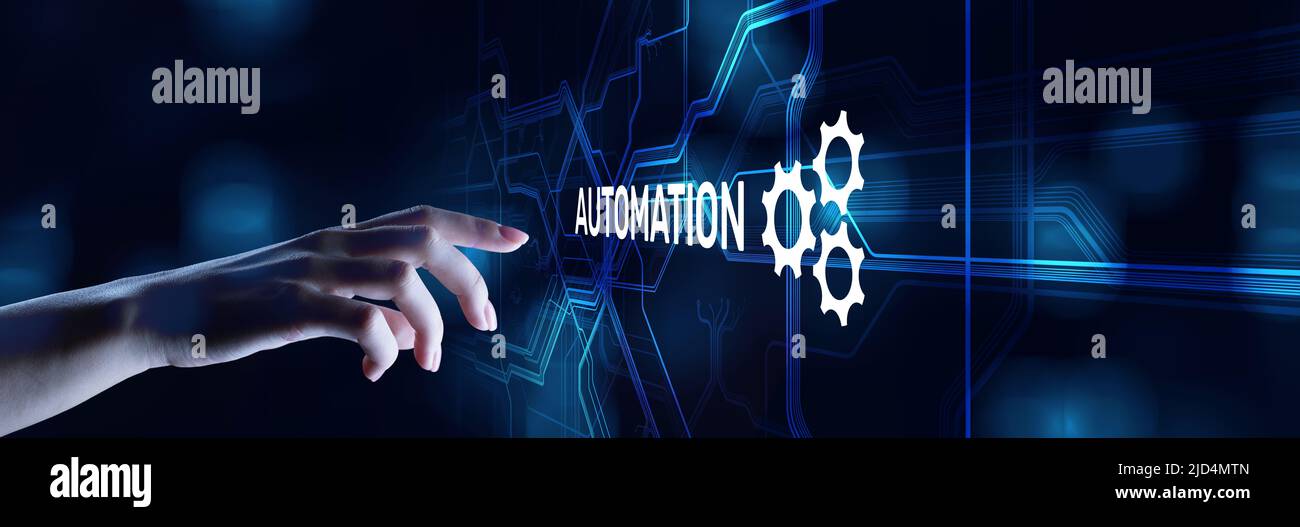 Automation Gears Icon RPA Softwareentwicklung Geschäftsprozessoptimierung Innovationstechnologie. Stockfoto