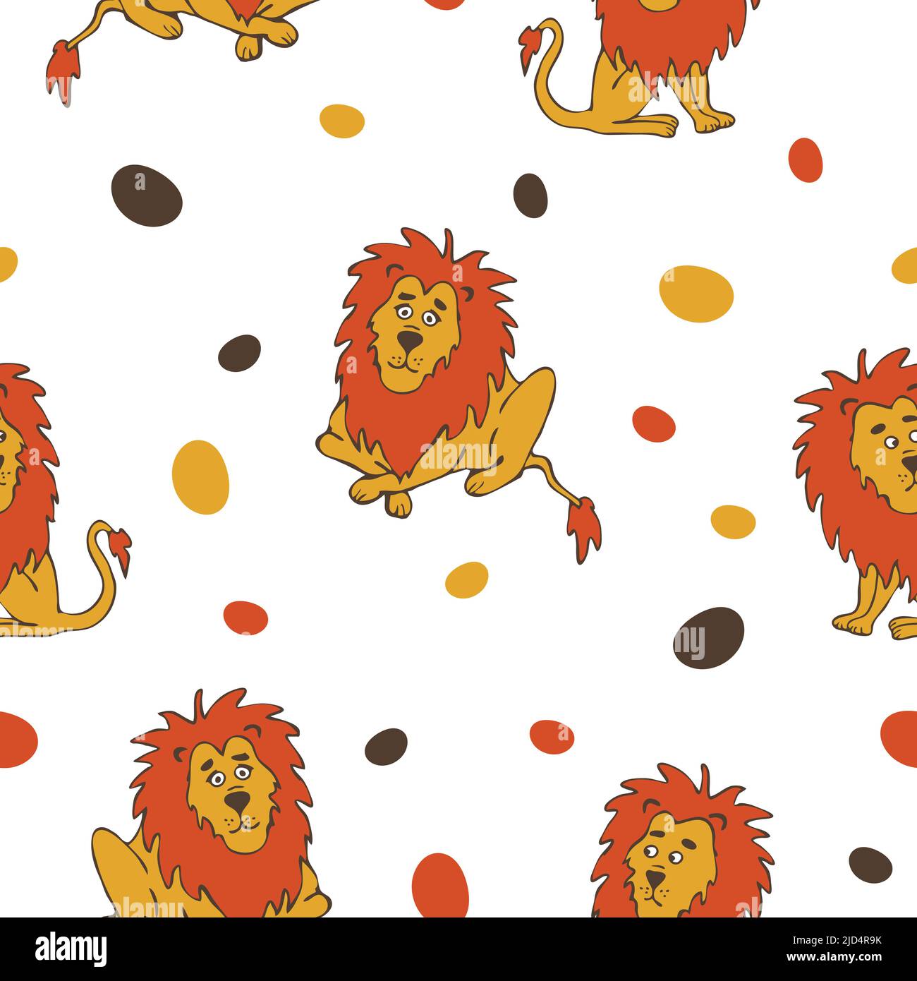 Nahtloses Vektormuster mit handgezeichneter Löwe auf weißem Hintergrund. Einfache niedliche Tier Tapete Design für Kinder. Dekorative Zoomode Textil. Stock Vektor