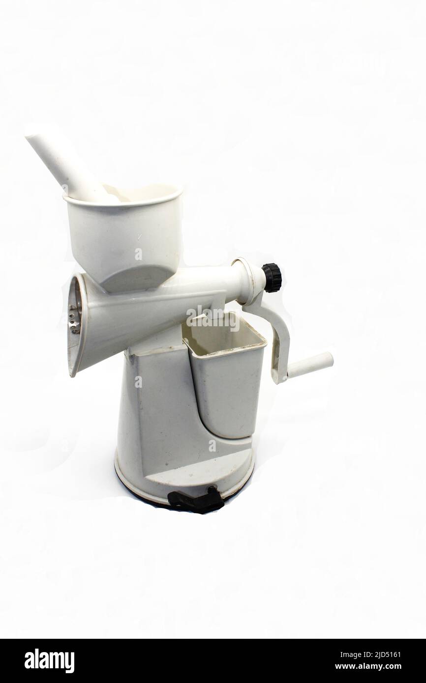Ein Bild der Saftmaschine auf weißem Hintergrund Stockfoto