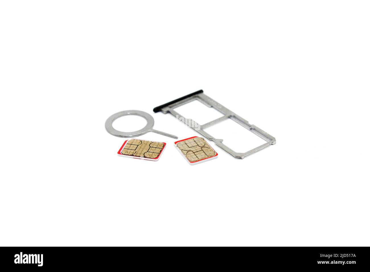 Ein Bild des SIM-Karteneinschublade mit selektivem Fokus Stockfoto