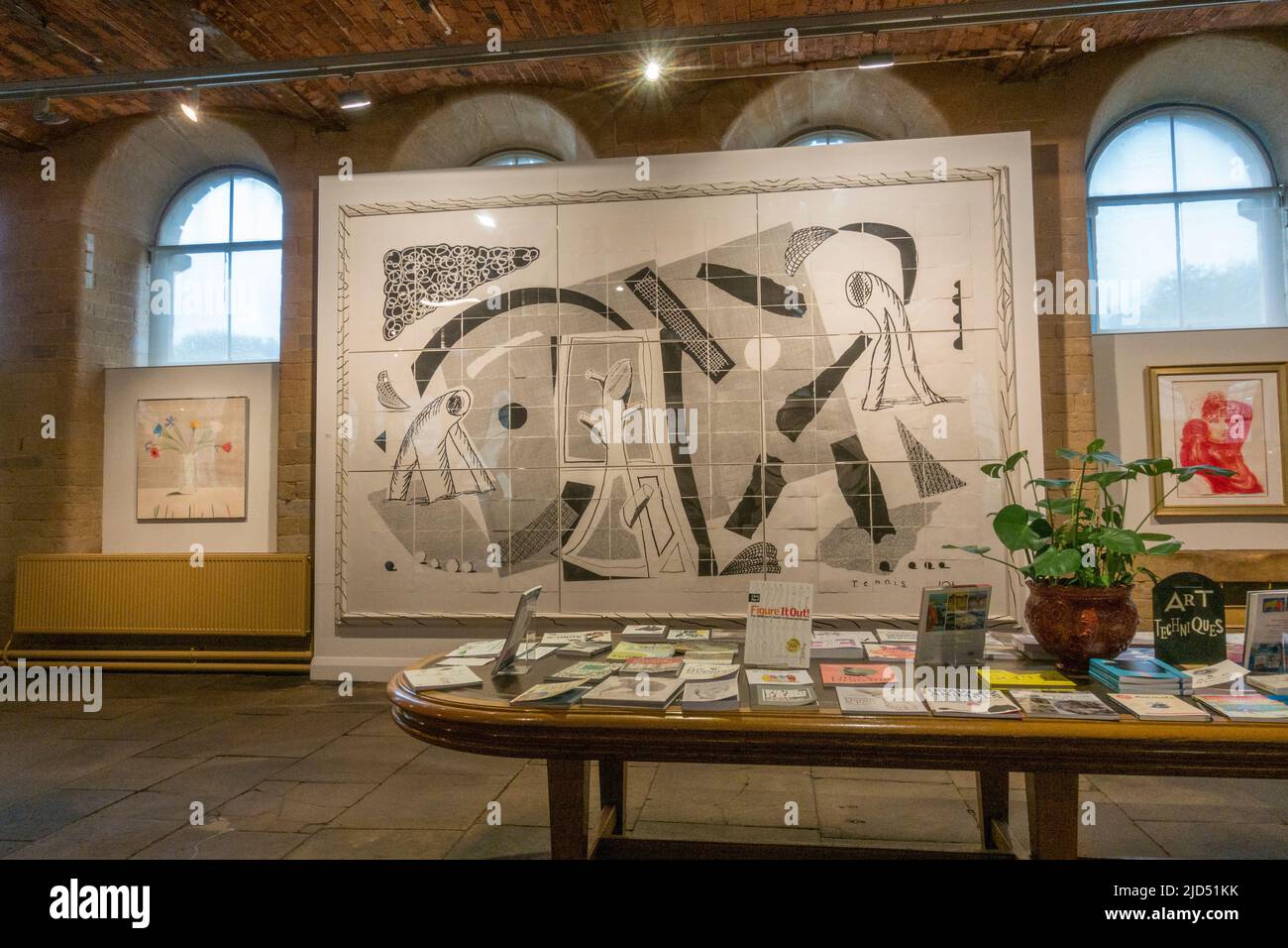 „Tennis“ von Dacid Hockney in Salts Mill, einer ehemaligen Textilfabrik, heute ein Kunstgalerie-, Einkaufs- und Restaurantkomplex, Saltaire, Bradford, W Yorkshire, Großbritannien Stockfoto