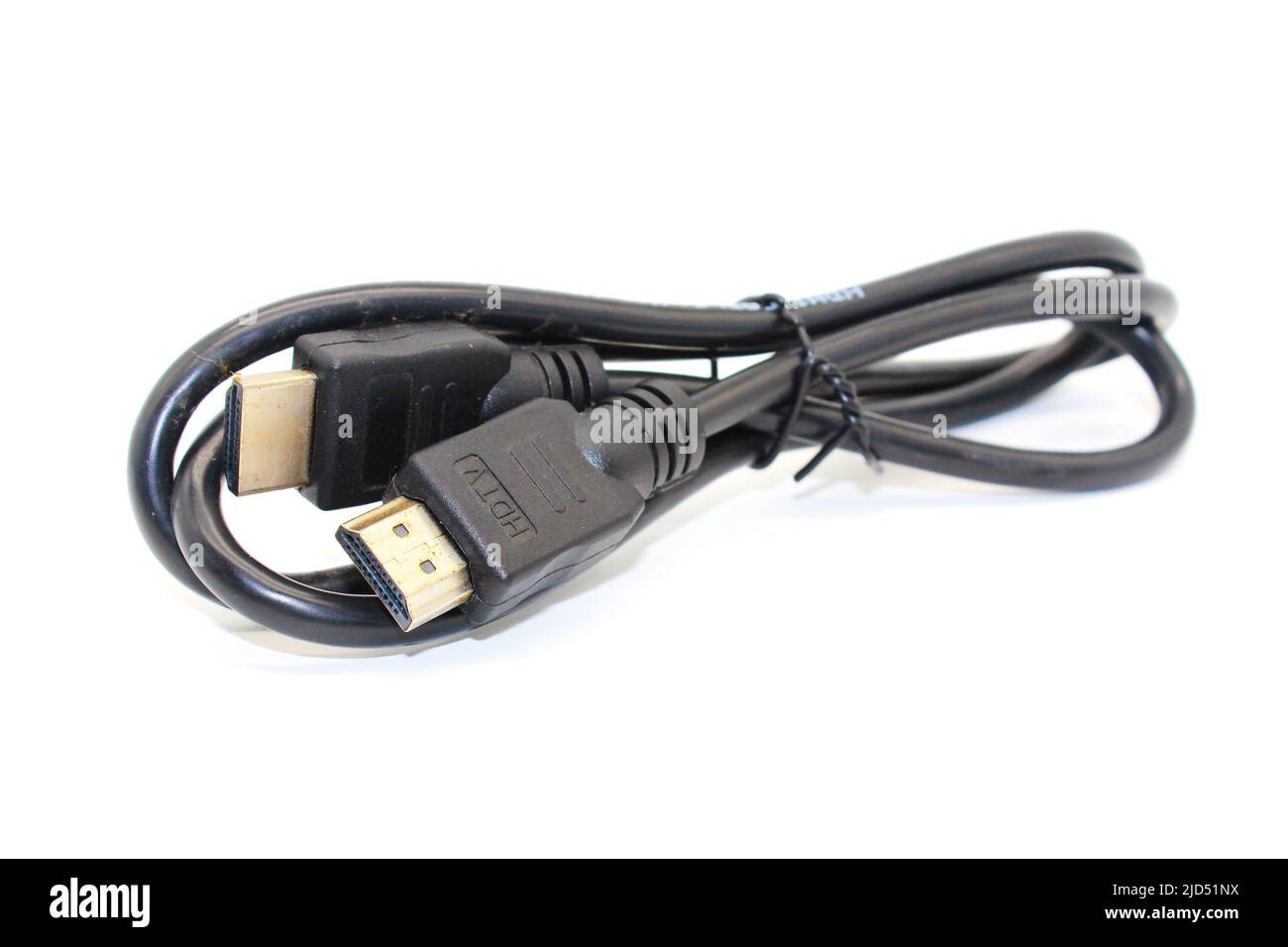 Ein Bild des hdmi-Kabels auf weißem Hintergrund Stockfoto