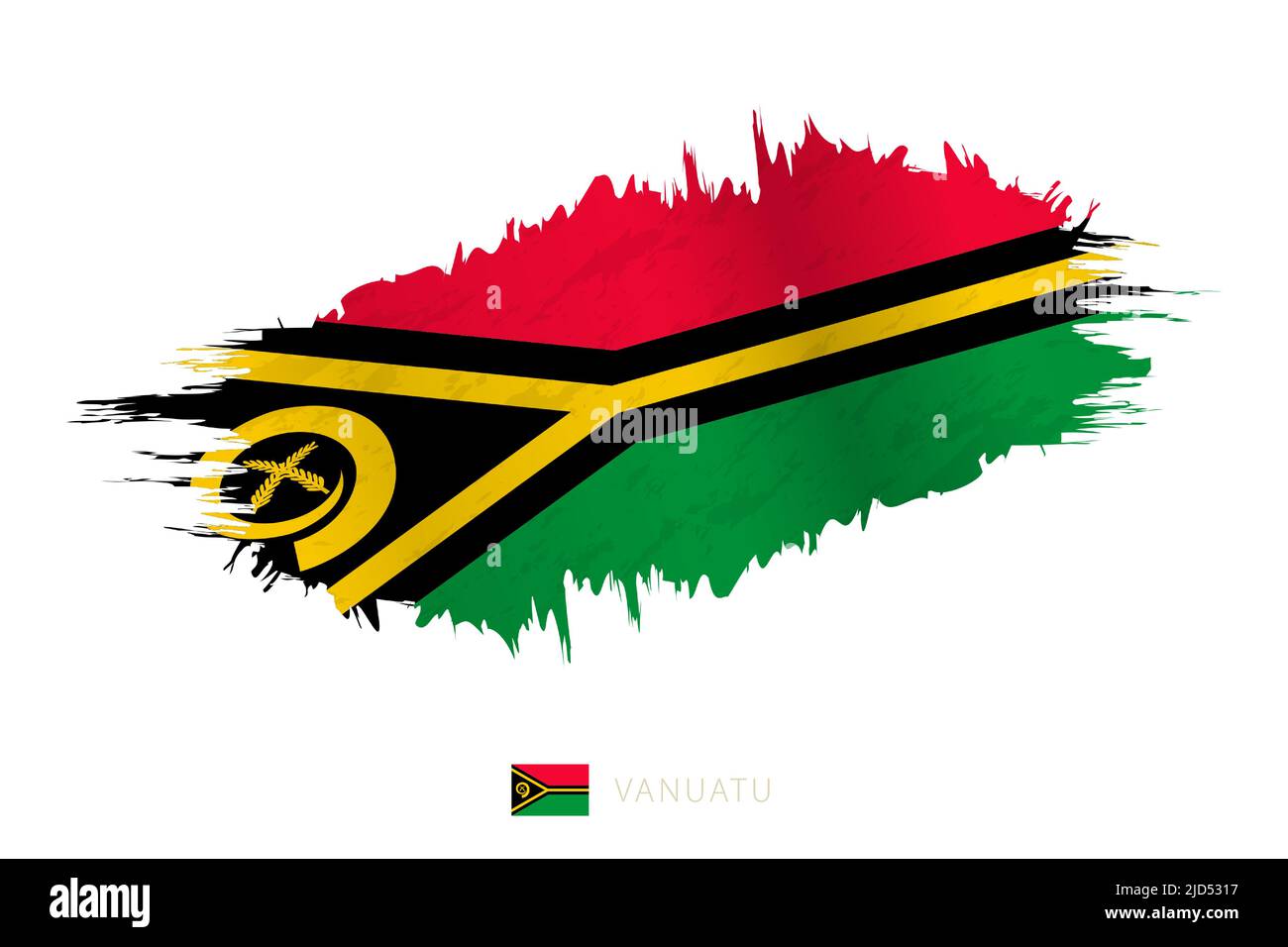 Bemalte Pinselstreichflagge von Vanuatu mit wehender Wirkung. Vektorflagge. Stock Vektor