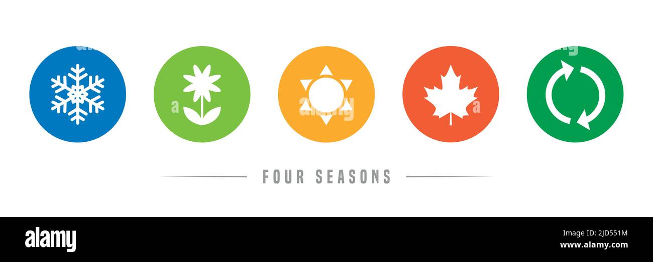 Four Seasons Winter Spring Summe Fall Icon Set Stock Vektor