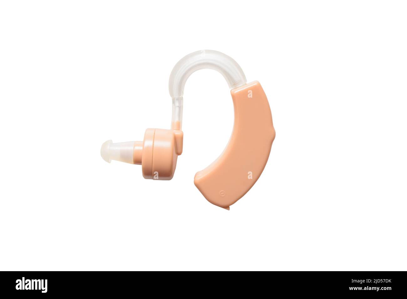 Hörgerät zur Schallverstärkung isoliert auf weißem Hintergrund. Medizinische Werkzeuge und medizinische Geräte Stockfoto