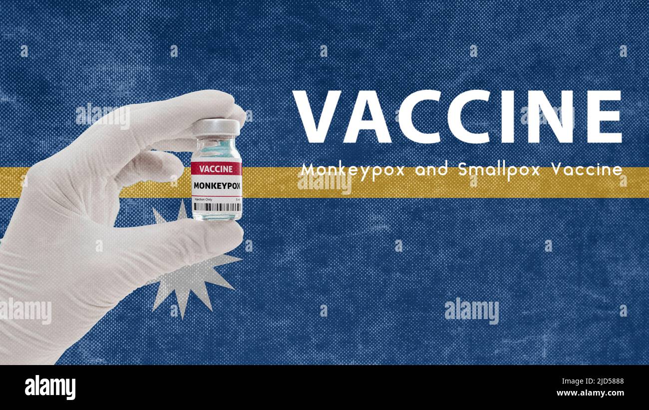 Impfstoff Monkeypox und Pocken, Pandemievirus Monkeypox, Impfung in Nauru gegen Monkeypox Bild hat Rauschen, Granularität und Kompressionsartefakte Stockfoto