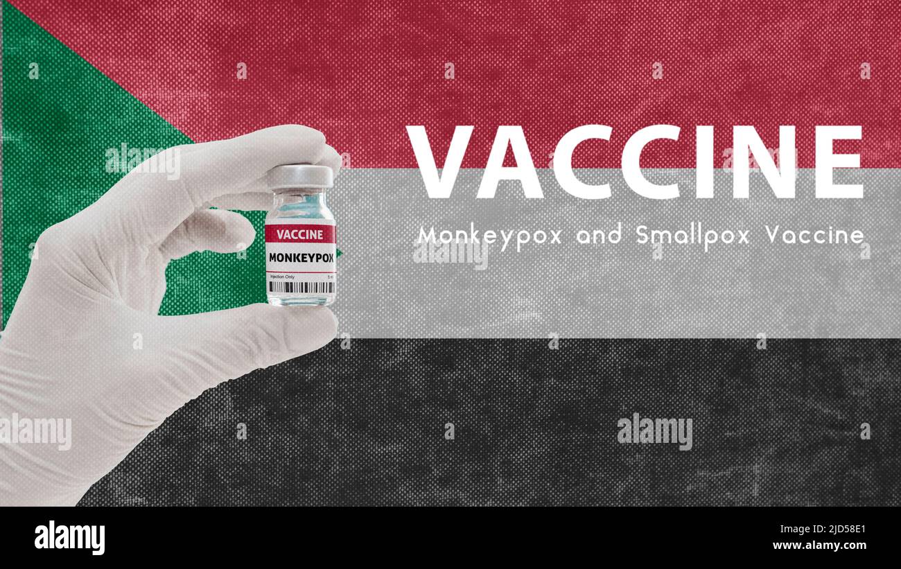 Impfstoff Monkeypox und Pocken, Pandemievirus Monkeypox, Impfung im Sudan gegen Monkeypox Bild hat Rauschen, Granularität und Kompressionsartefakte Stockfoto