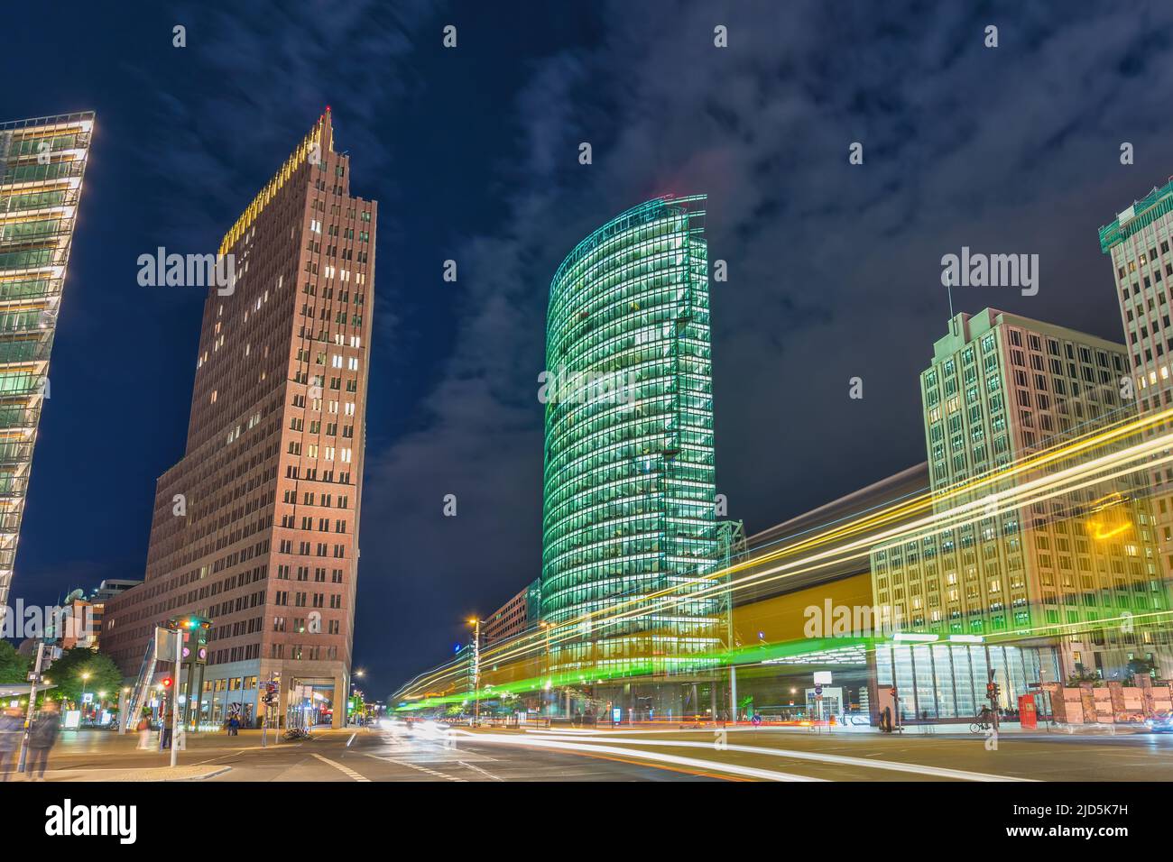 Berlin Deutschland, nächtliche Skyline am Potsdamer Platz Stockfoto