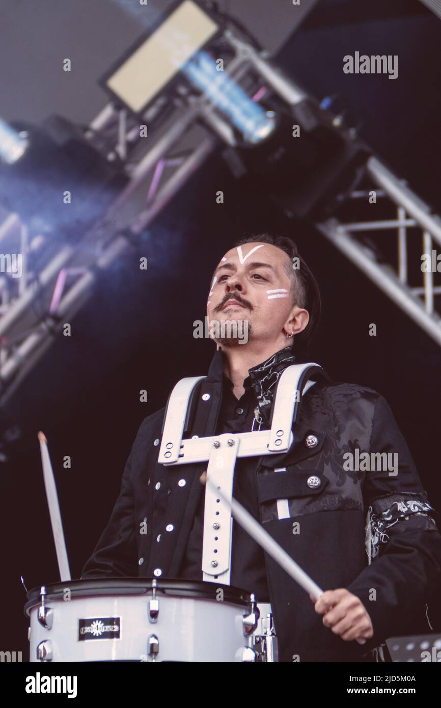 Dario Faini, bekannt als Dardust, tritt auf der Bühne des Konzerts Primo Maggio in Rom auf. Stockfoto