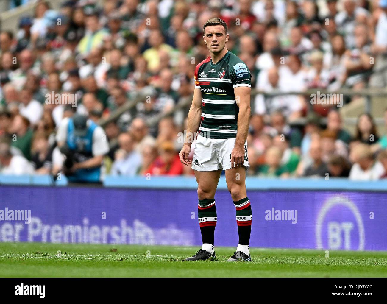 Twickenham, Großbritannien. 18.. Juni 2022. Gallagher Premiership Rugby-Finale. Leicester V Saracens. Twickenham Stadium. Twickenham . George Ford (Leicester) beim Rugby-Finale der Gallagher Premiership zwischen Leicester Tigers und Saracens. Kredit: Sport In Bildern/Alamy Live Nachrichten Stockfoto