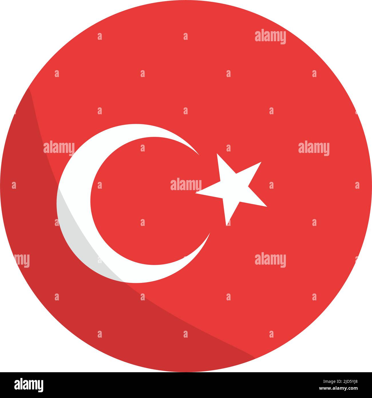 Runde türkische Flagge. Türkei. Bearbeitbarer Vektor. Stock Vektor