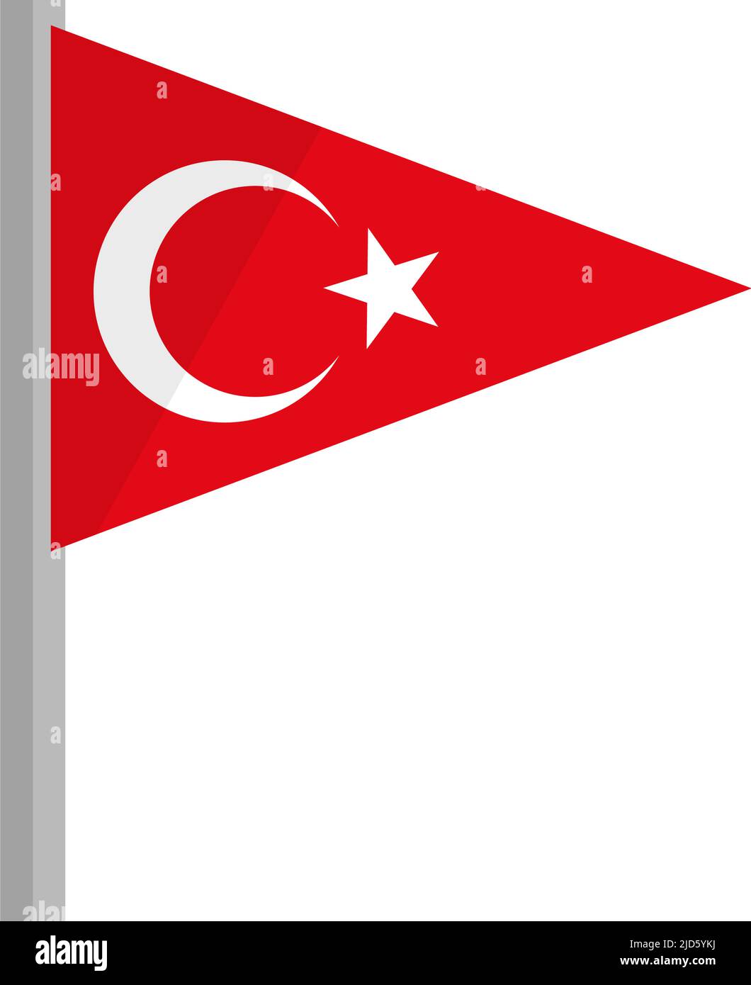 Pole und türkische Flagge. Pennant. Bearbeitbarer Vektor. Stock Vektor