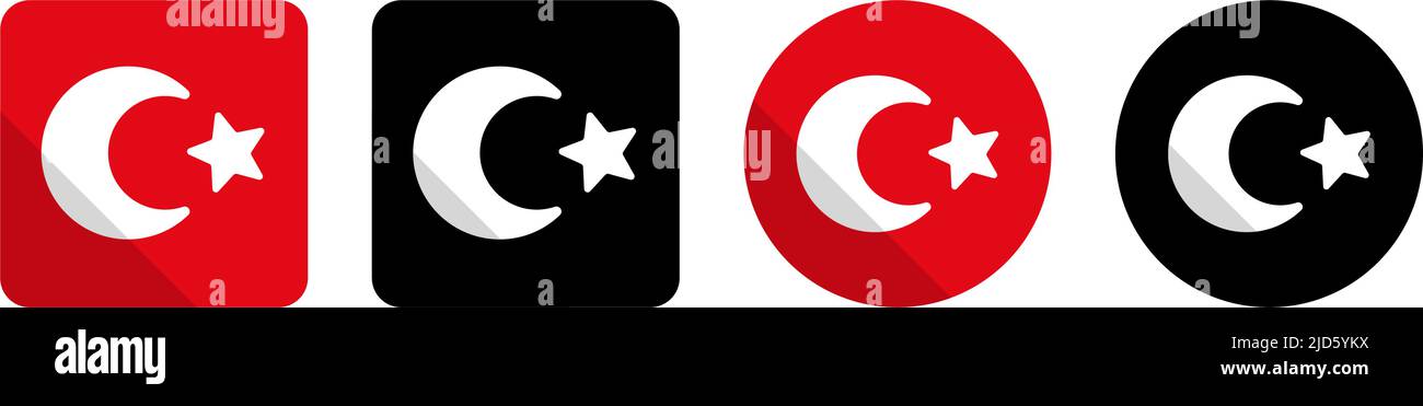 Türkische Flagge Symbol Satz von verschiedenen Formen. Bearbeitbarer Vektor. Stock Vektor