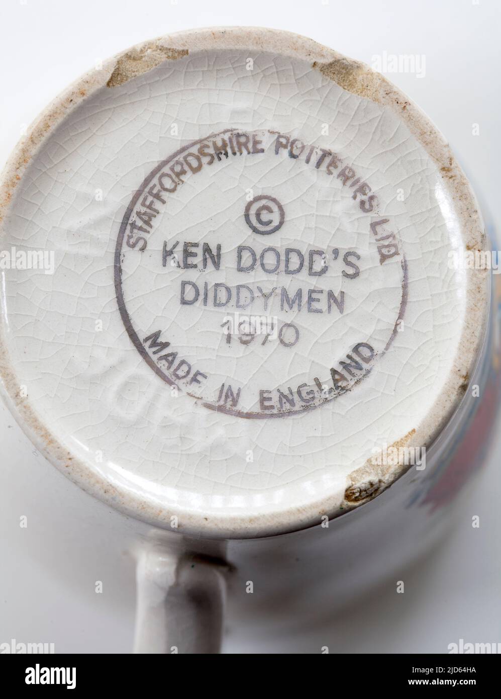 Ken Dodd Neuheitsbecher - Diddymen 1970s Staffordshire Töpfereien Stockfoto