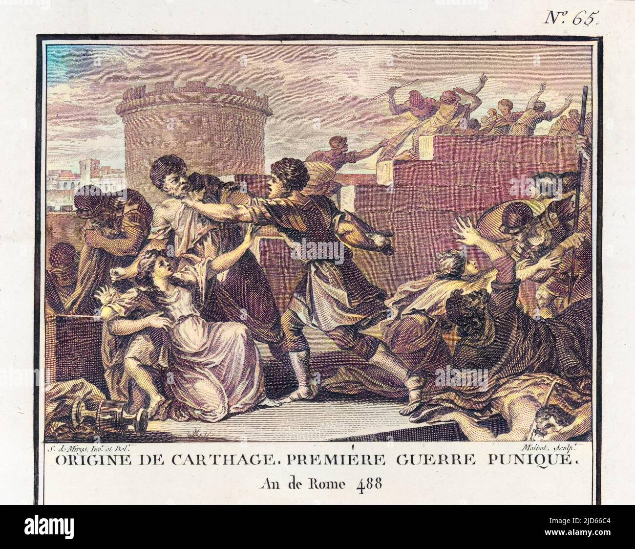 PUNISCHE KRIEGE: Der Krieg mit Karthago beginnt, als der römische Senator Appius Claudius Caudex einen ungerechtfertigten Angriff auf die karthagische Kolonie in Sizilien unterstützt. Kolorierte Version von : 10006607 Datum: 264 v. Chr. Stockfoto