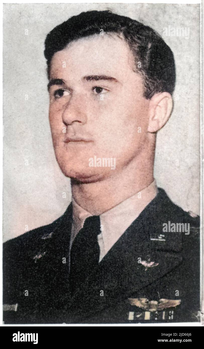 Kapitän Thomas Mantell, 25-jähriger USAF-Pilot, der bei der Verfolgung eines UFO starb, wird nun allgemein als Skyhook-Wetterballon angesehen Colorized Version von : 10008795 Datum: 1948 Stockfoto