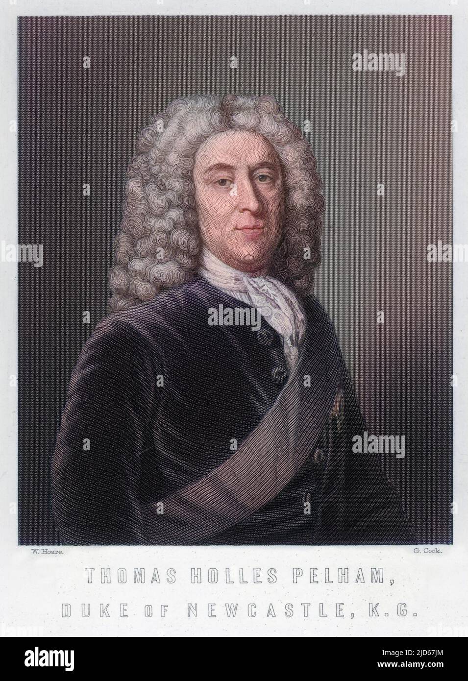 THOMAS PELHAM-HOLLES 1. DUKE OF NEWCASTLE britischer Staatsmann und Whig Premierminister (1757-62) Colorized Version of : 10021148 Datum: 1693 - 1768 Stockfoto