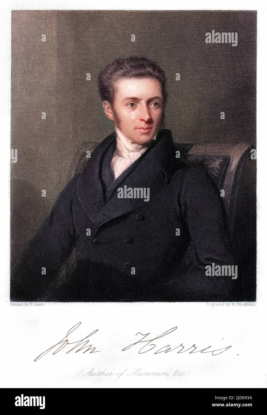 JOHN HARRIS Churchman : Rektor des New College, London, und Autor von 'Mammon' : sitzend. Mit seinem Autograph Colorized Version von : 10160415 Datum: 1802 - 1856 Stockfoto
