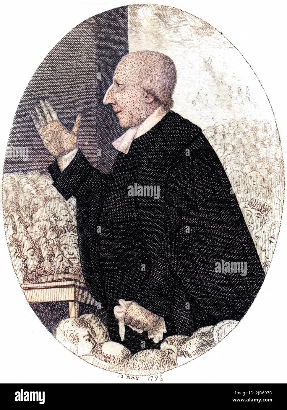 Der beliebte Prediger ROWLAND HILL, Minister der Surrey Chapel, London. Kolorierte Version von : 10160865 Datum: 1744-1833 Stockfoto